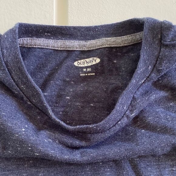 Old Navy Heathered Navy Long Sleeve Tee Top Medium - Picture 3 of 4